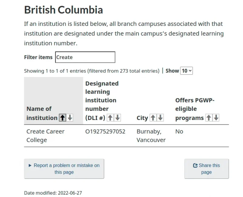 Canadian Government Designated Learning Institution Search 02