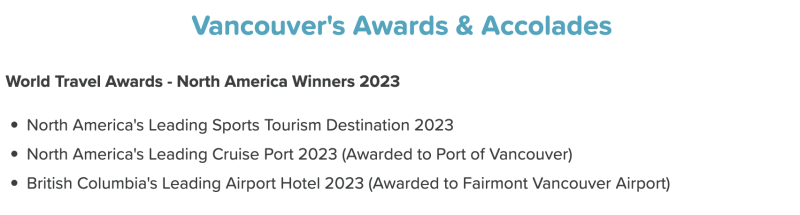 Vancouvers-Awards-and -accolades